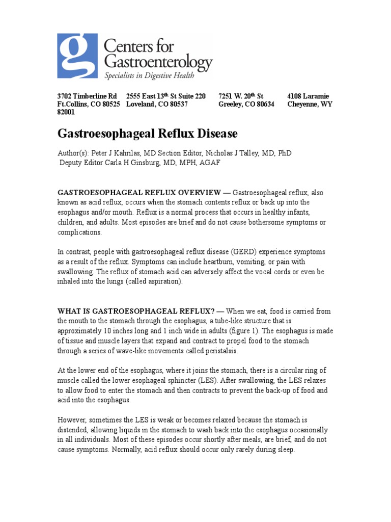 Centers of Gastroenterology | PDF | Gastroesophageal Reflux Disease ...