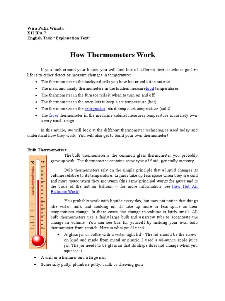 How Thermometers Work 1 | PDF | Thermometer | Temperature