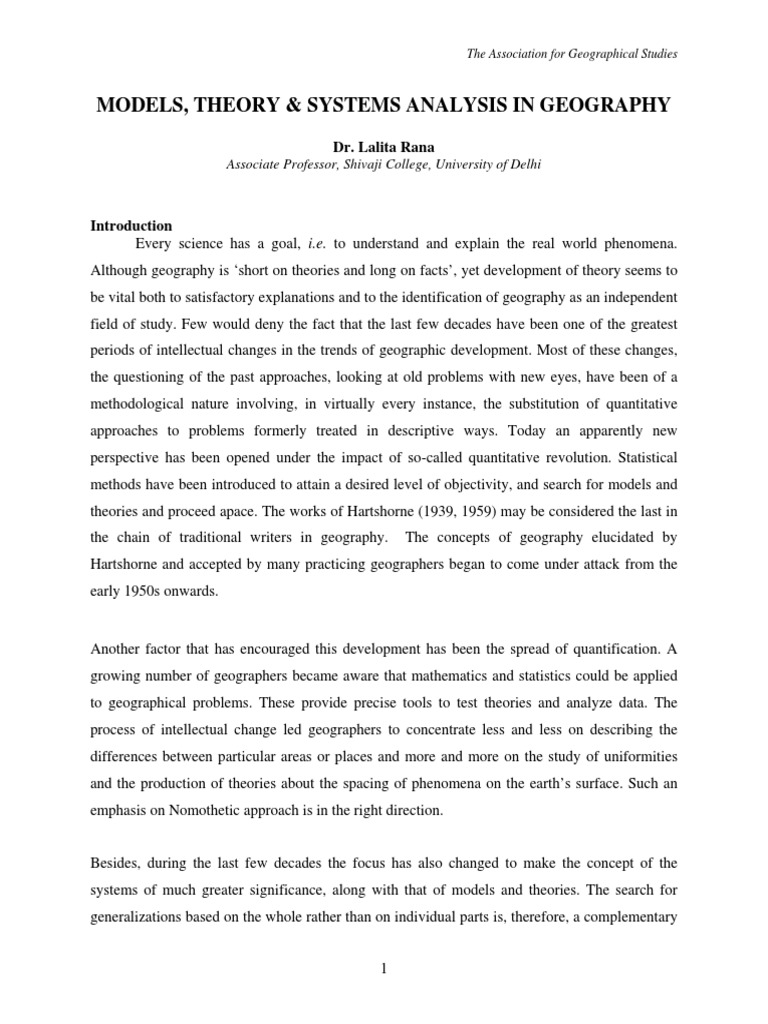 Models and Theories in Geography | PDF | Axiom | Theory