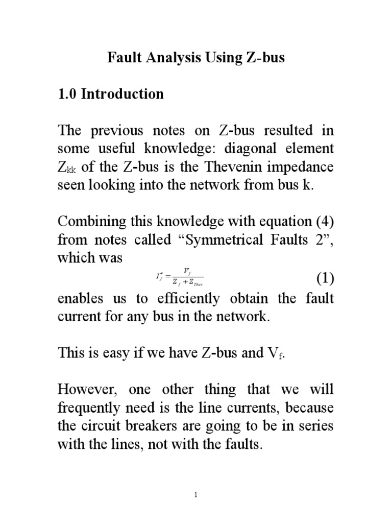 Fault Analysis Using Z Bus | PDF