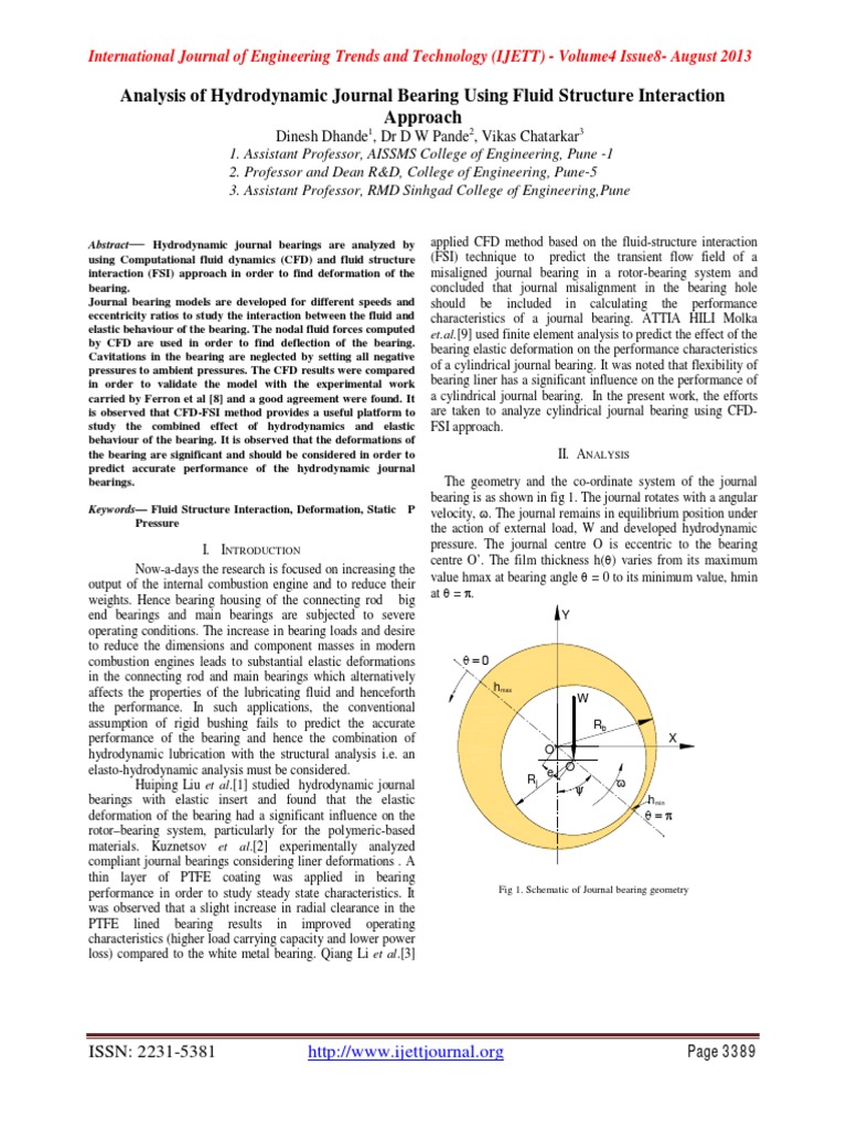 Hydrodynamic Journal Bearing Analysis | PDF | Fluid Dynamics | Bearing ...