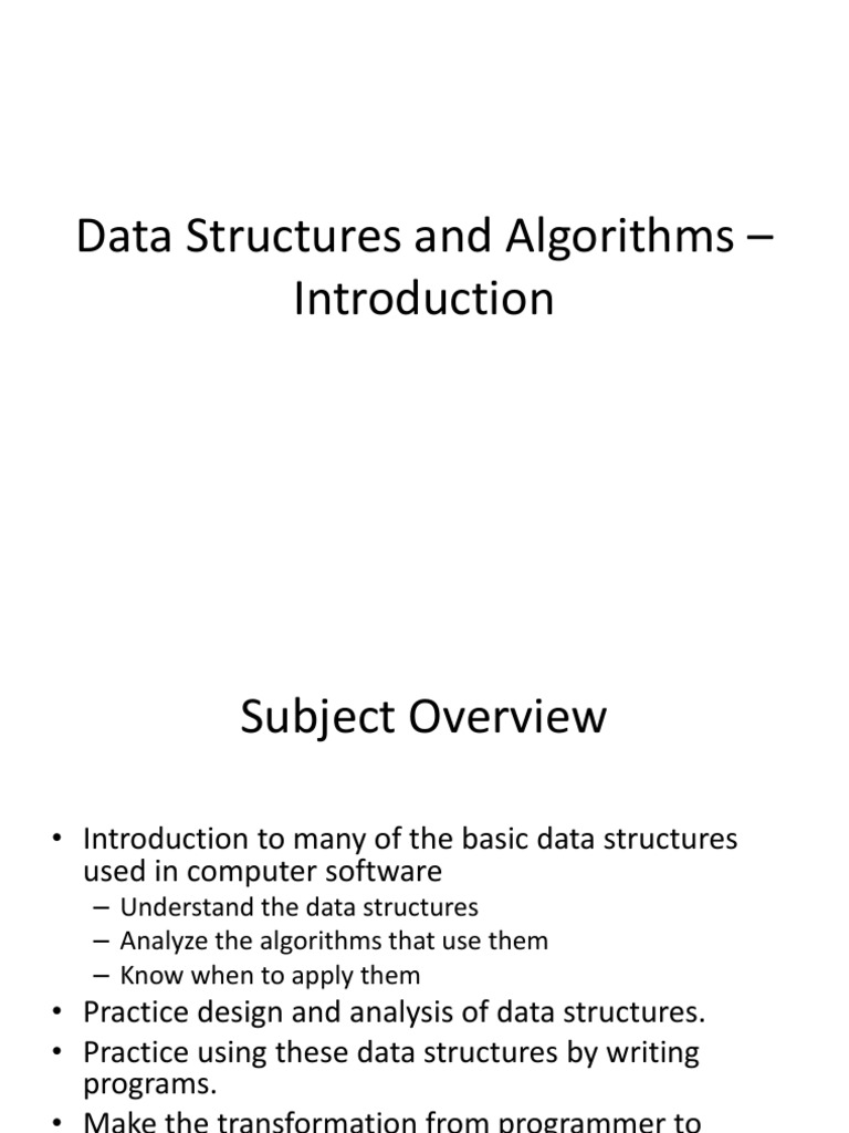 Data Structures and Algorithms - Intro | PDF | Data Structure ...