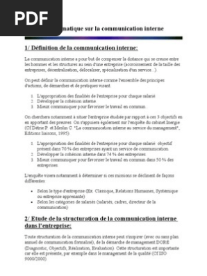 Problematique Sur La Communication Interne Pdf La Communication Management De La Qualite