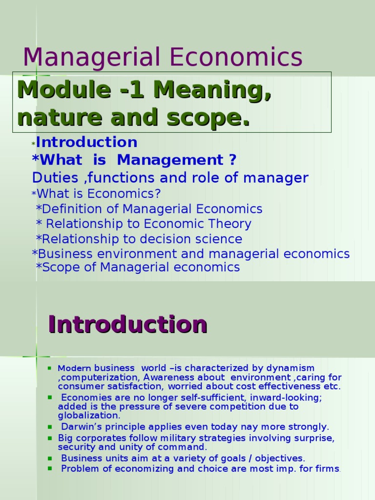 💐 Scope and nature of managerial economics. Managerial Economics, Its