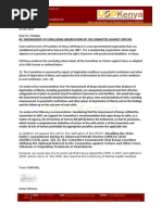 USPKenya Endorsement Letter Committee Against Torture (CAT) 03062013