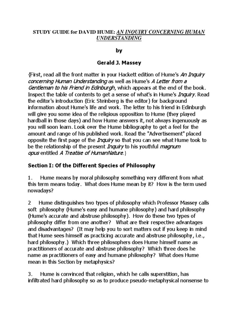 Study Guide For David Hume PDF David Hume Causality
