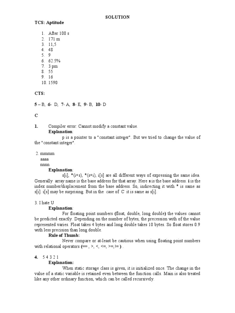 TCS and CTS Aptitude Solutions Guide | PDF | Teaching Methods & Materials