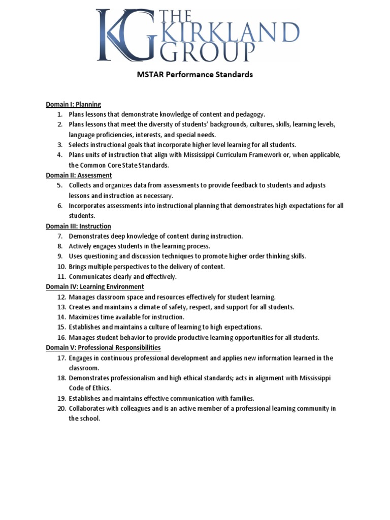 Mstar Performance Standards 060314 | PDF | Career & Growth | Social Science