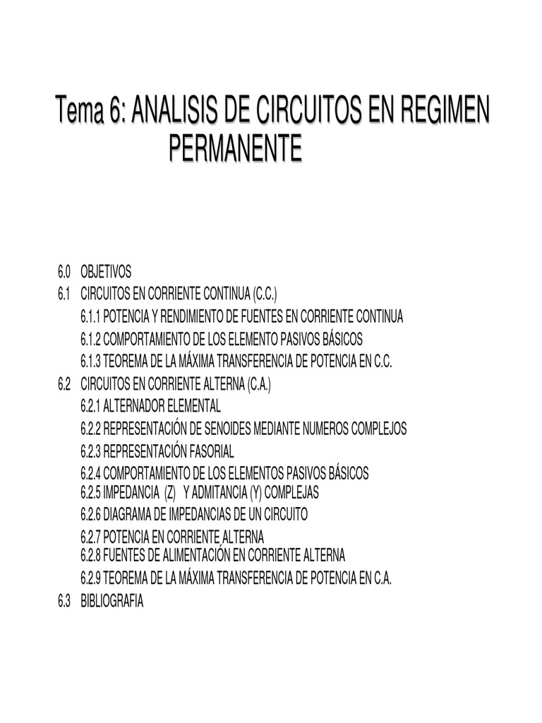 Tema 6 Analisis de Circuitos en Regimen Permanente | PDF | Energia ...