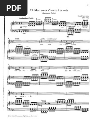 Mon Coeur S Ouvre A Ta Voix Samson Et Dalila Saint Saens Partition Sheet Music Musique Francaise Compositions