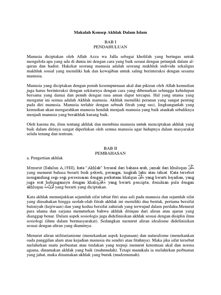 Makalah Konsep Akhlak Dalam Islam