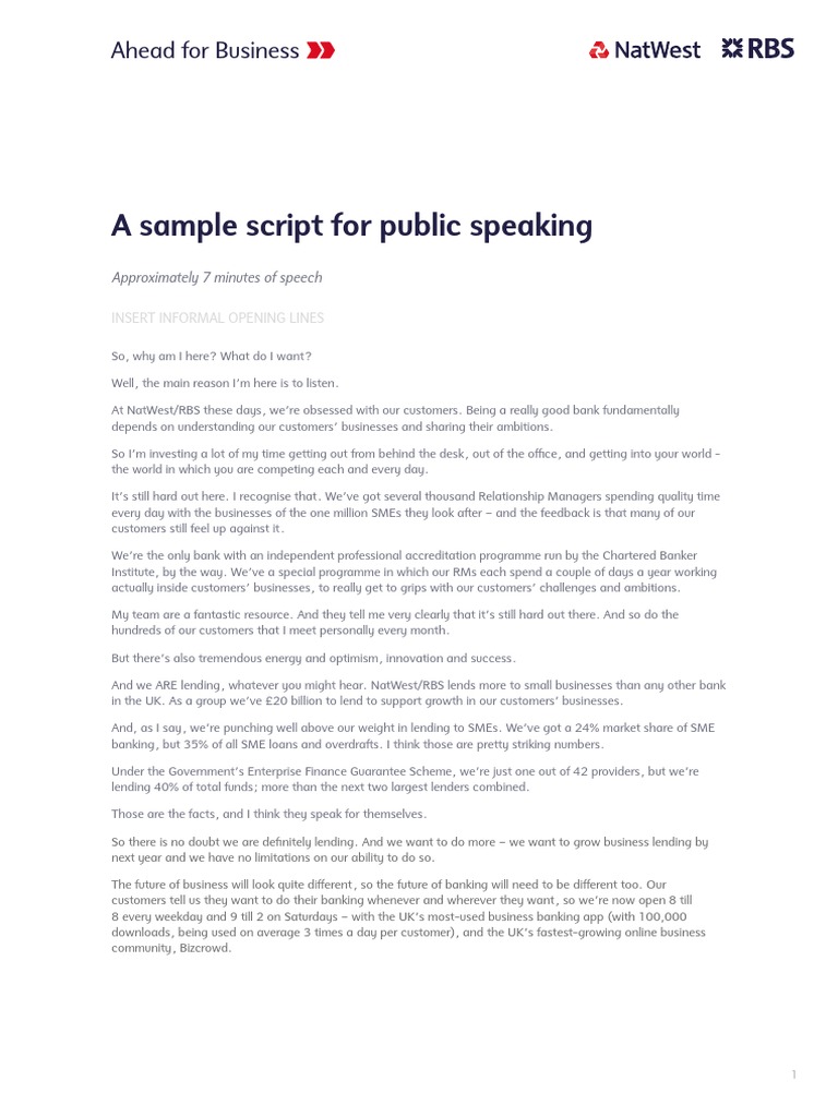 how to write a script for a speech