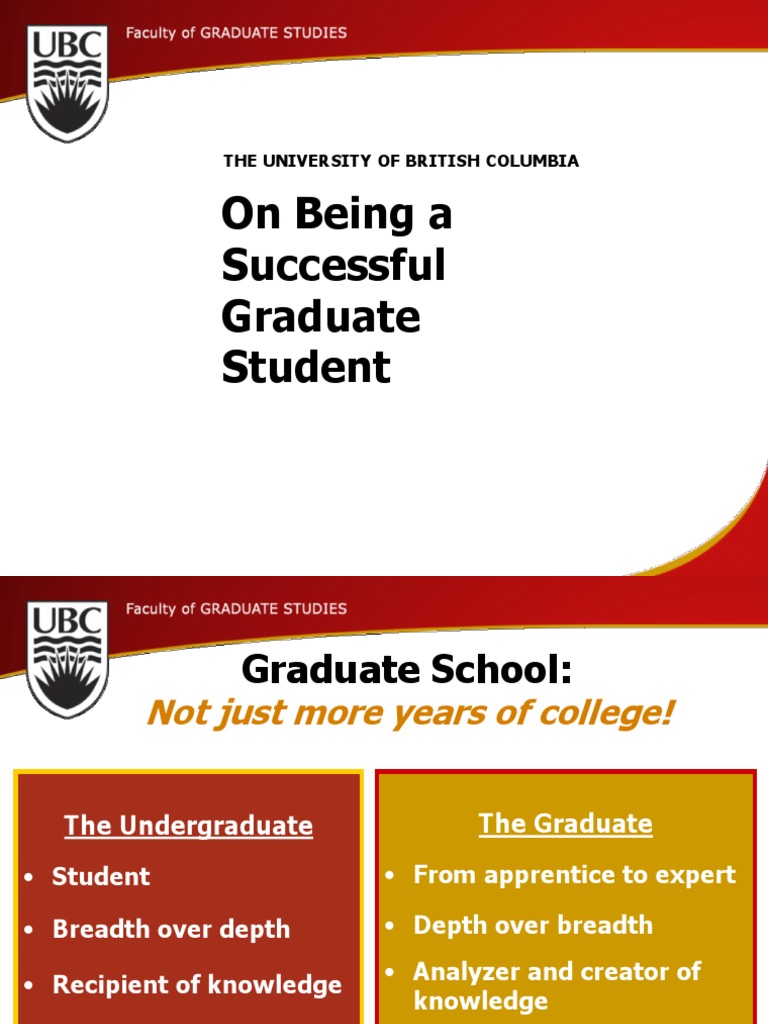 On Being A Successful Graduate Student: The University of British ...