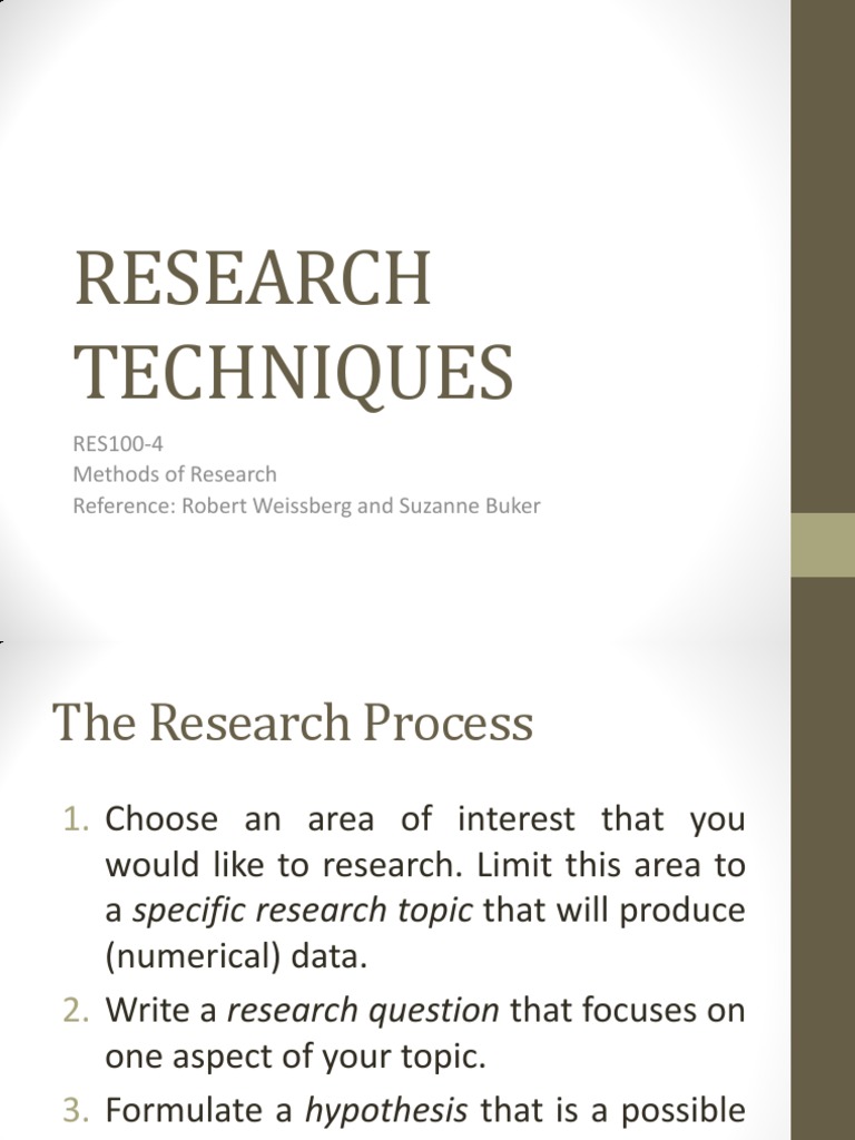 Research Techniques and Process Guide | PDF | Hypothesis | Statistics