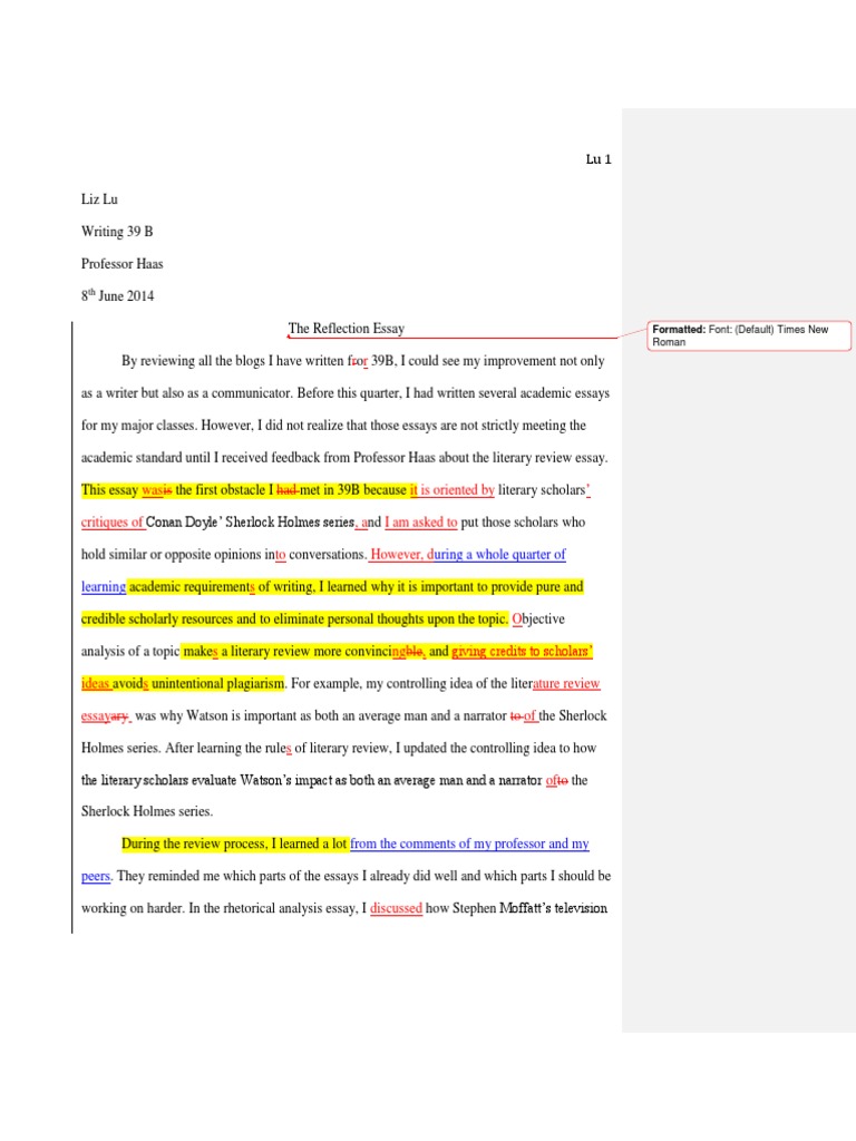 A common mistake when writing a reflective essay is to