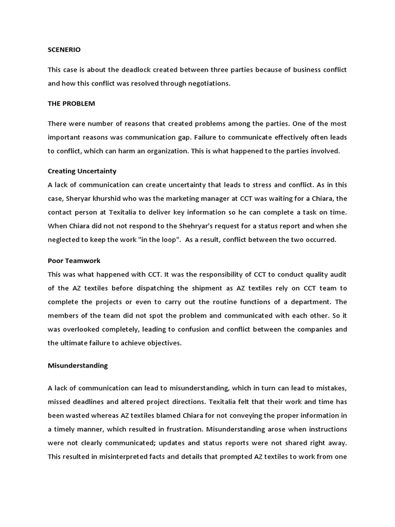 case study negotiation.docx Conflict (Process) Business