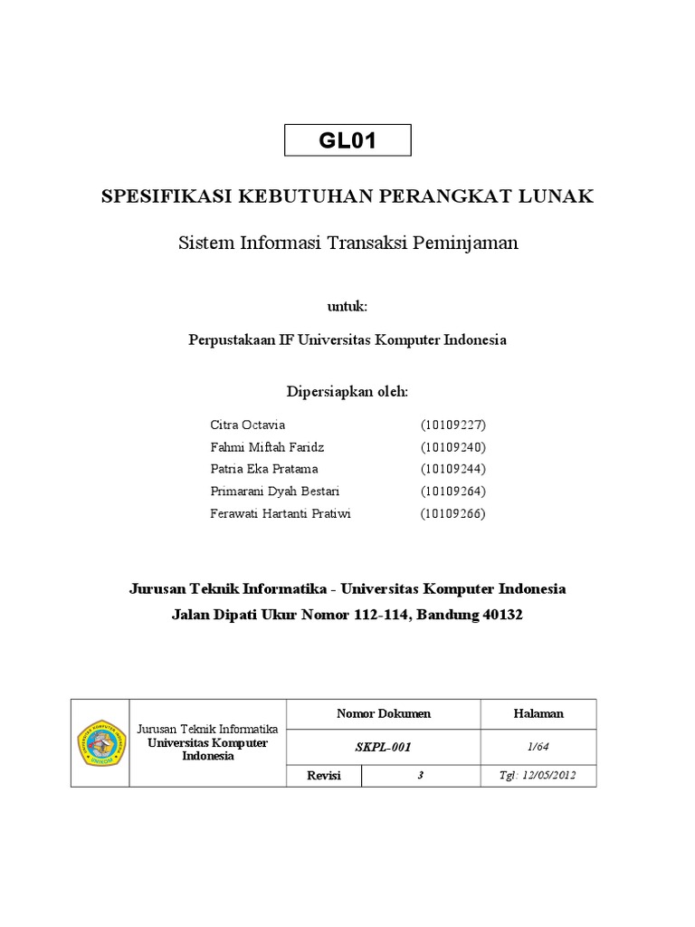 SKPL (SPESIFIKASI KEBUTUHAN PERANGKAT LUNAK)