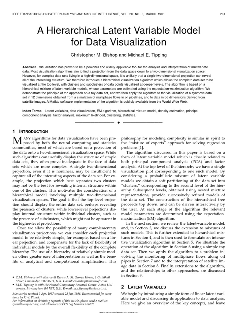 A Hierarchical Latent Variable Model For Data Visualization ...