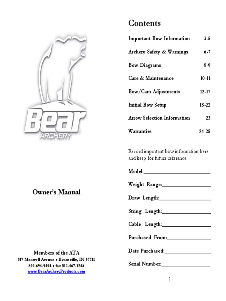 2008 Bear Archery Manual Arrow Bow And Arrow