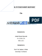 Internship Report On Arif Habib Bank Limited Pakistan