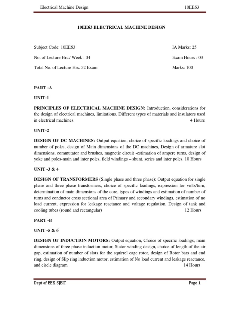 Eee Vi Electrical Machine Design (10ee63) Notes | PDF | Ferromagnetism ...