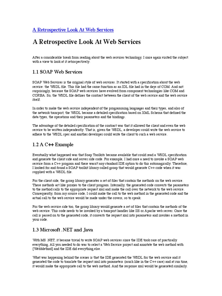 Web Services Retrospective | PDF | Web Service | Soap