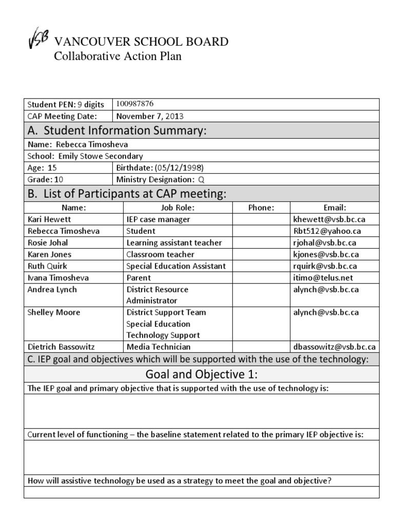 Collaborative Action Plan | PDF | Individualized Education Program ...