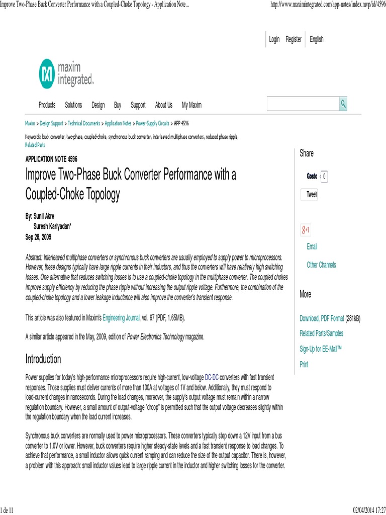 Improve TwoPhase Buck Converter Performance With A CoupledChoke