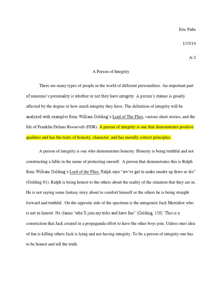 Integrity essay 1000 words picture