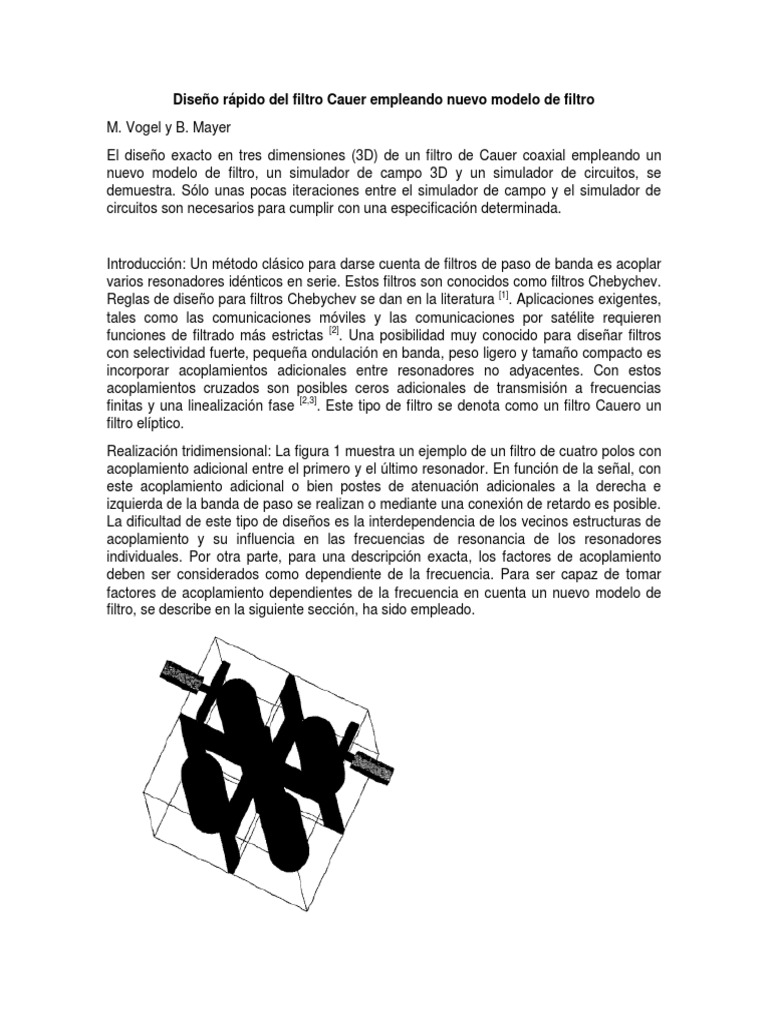 Diseño Rápido Del Filtro Cauer Empleando Nuevo Modelo de Filtro | PDF ...