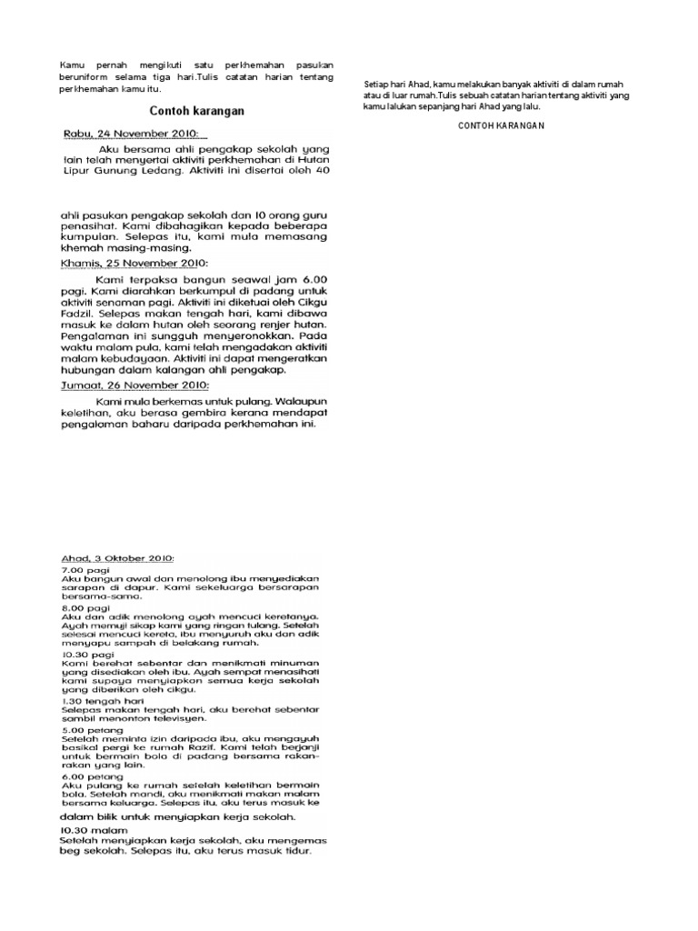 Contoh Karangan Catatan Harian Pdf