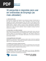 50 Perguntas e Respostas Para Usar Em Entrevistas de Emprego