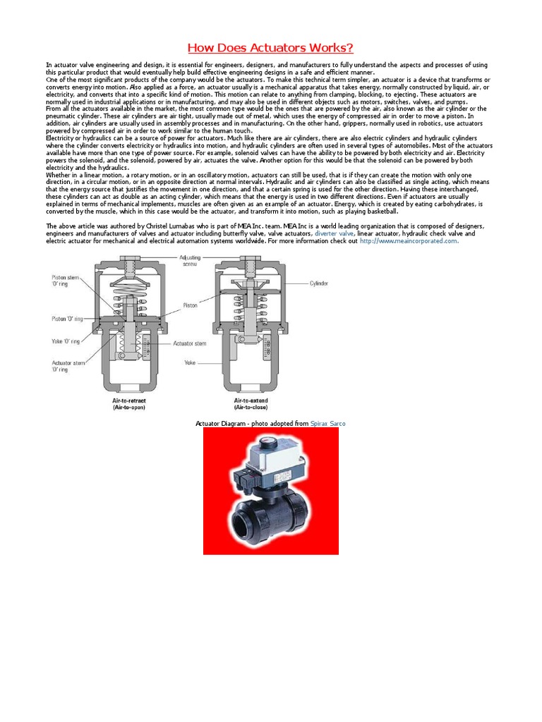 How Does Actuators Works PDF Actuator Cylinder (Engine)