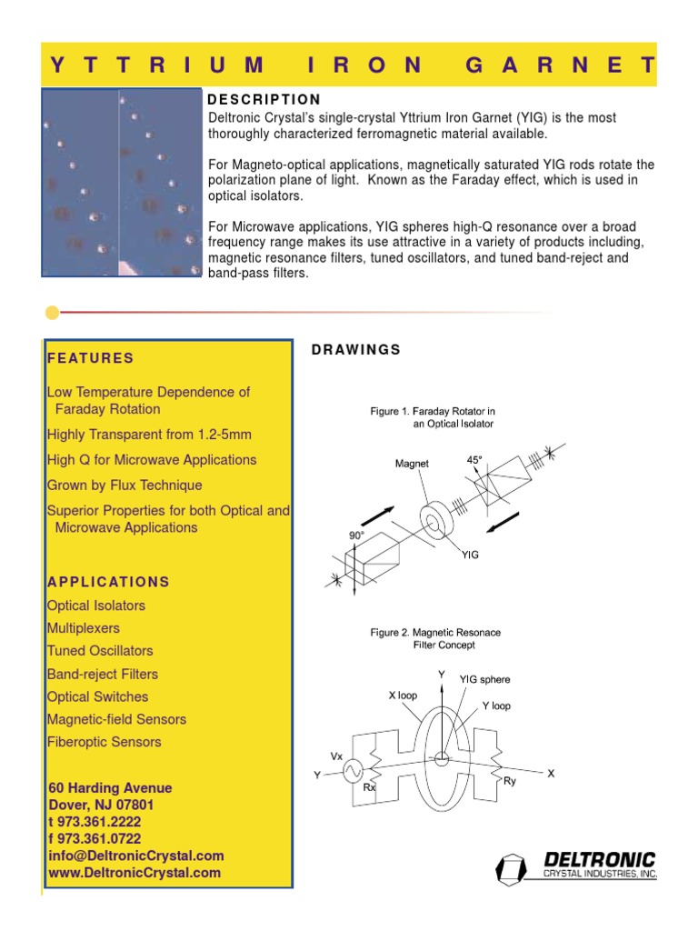Yttrium Iron Garnet | PDF | Electronic Filter | Resonance
