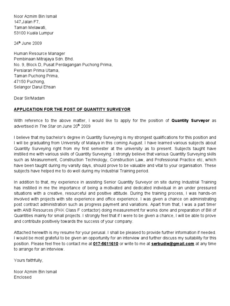 Resume And Cover Letter Malaysia