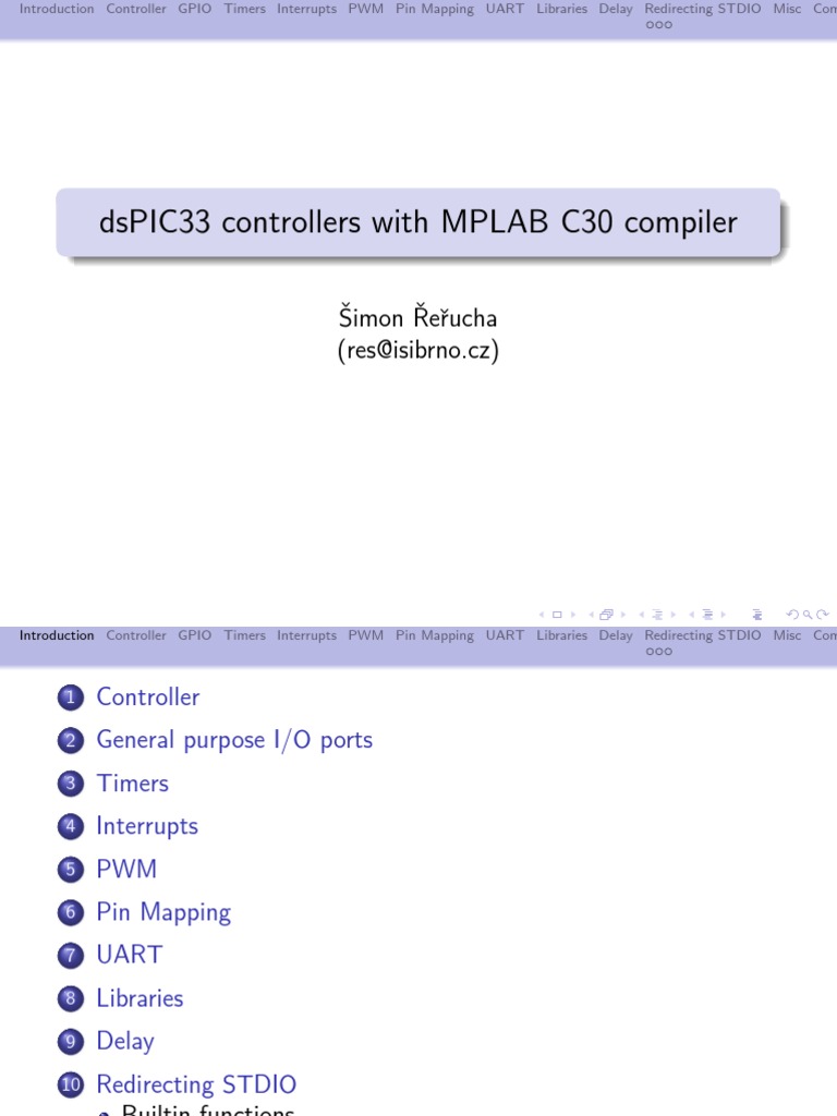 Dspic33 Controllers With Mplab C30 Compiler: Simon Re Rucha (Res ...