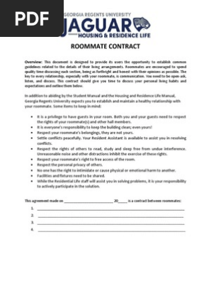 roommate contract fall 2014