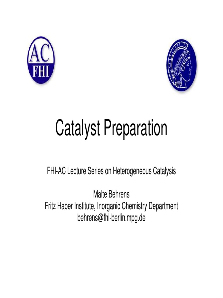 Catalysts Preparation - (PPT) Malte Behrens Catalyst Preparation 101029 ...