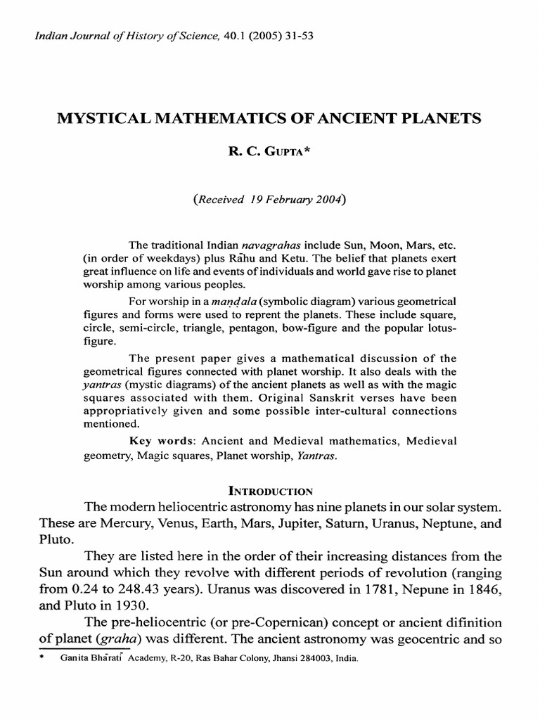 Mystical Mathematics of Ancient Planets | PDF