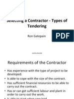 Selecting A Contractor - Types of Tendering: Ron Gatepain