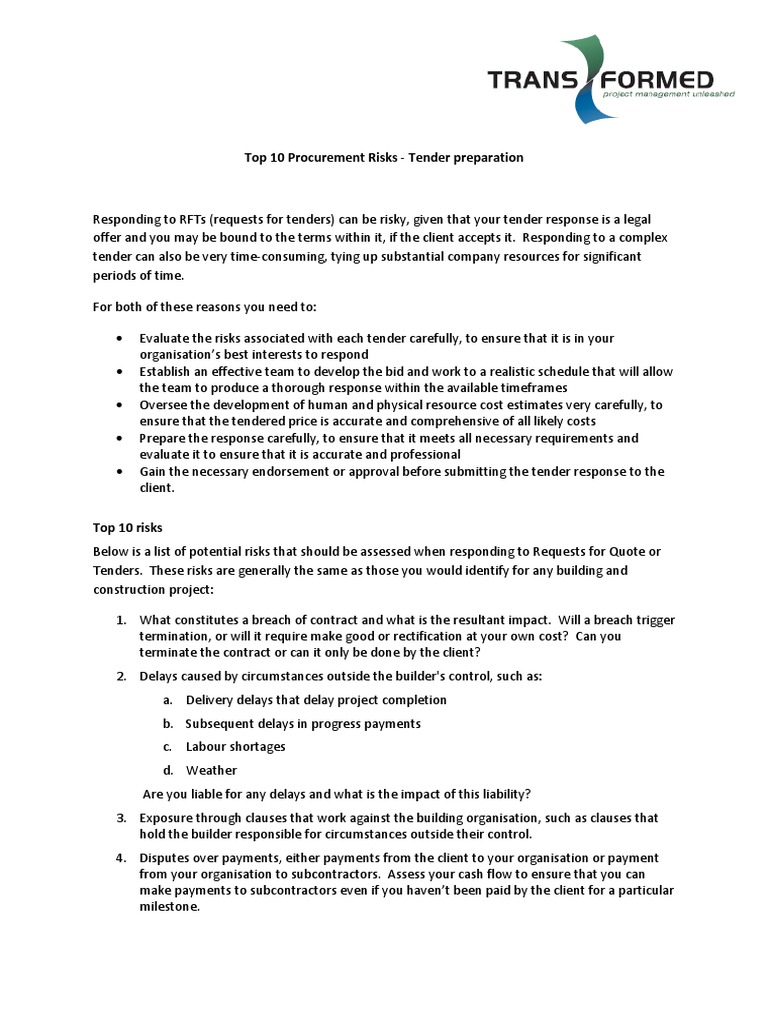 Top 10 Procurement Risks Explained | PDF | Risk | Procurement