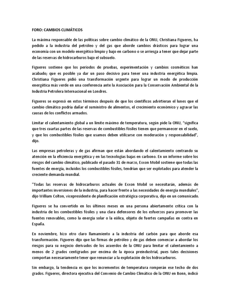 informe del foro de carbono