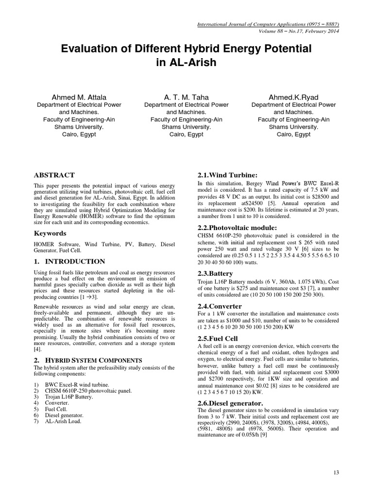 Hybrid Energy Analysis for Engineers | PDF | Wind Power | Renewable Energy