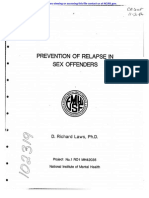 Prevention of Relapse in Sex Offenders: D. Richard Laws, PH.D