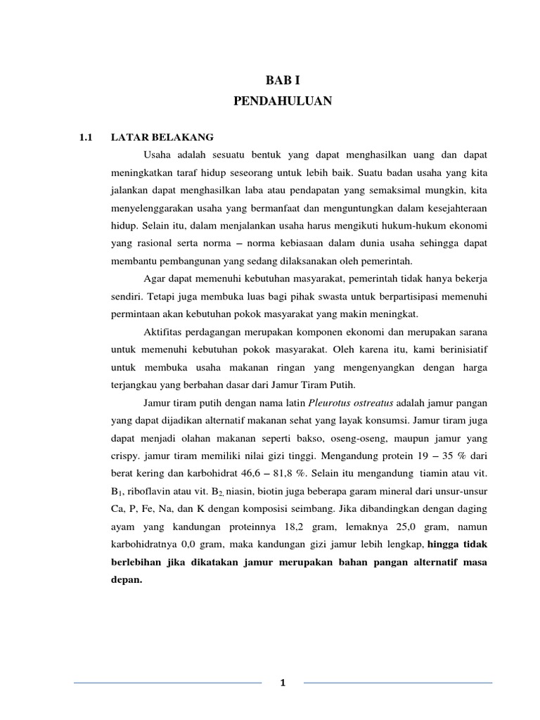 Contoh Proposal Usaha Cafe Jamur