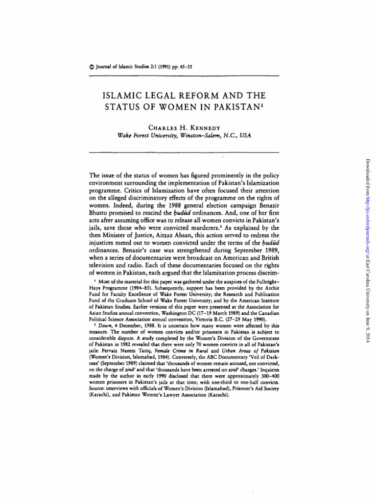Islamic Legal Reform and The Status of Women in Pakistan | PDF ...