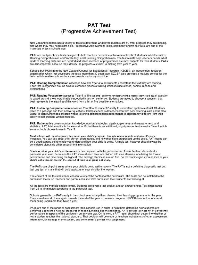 pat test Reading Comprehension Applied Psychology