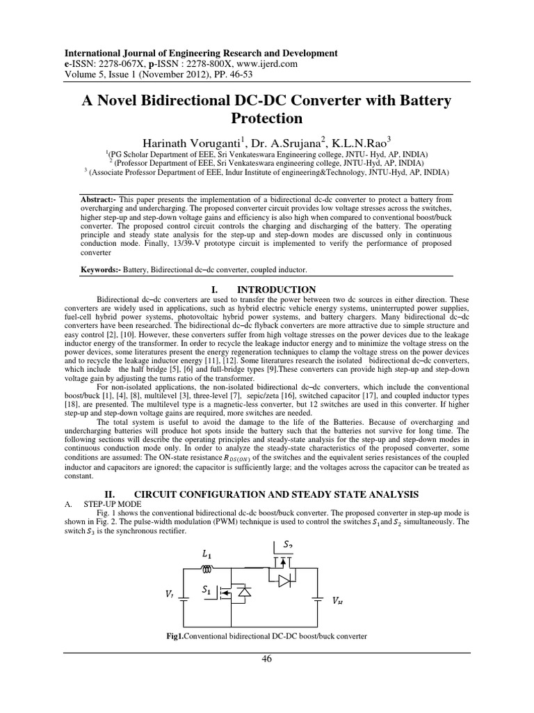 A Novel Bidirectional DC-DC Converter With Battery Protection | PDF ...