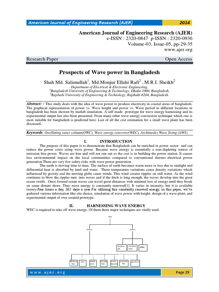 Prospects of Wave Power in Bangladesh | PDF | Electric Motor | Power ...
