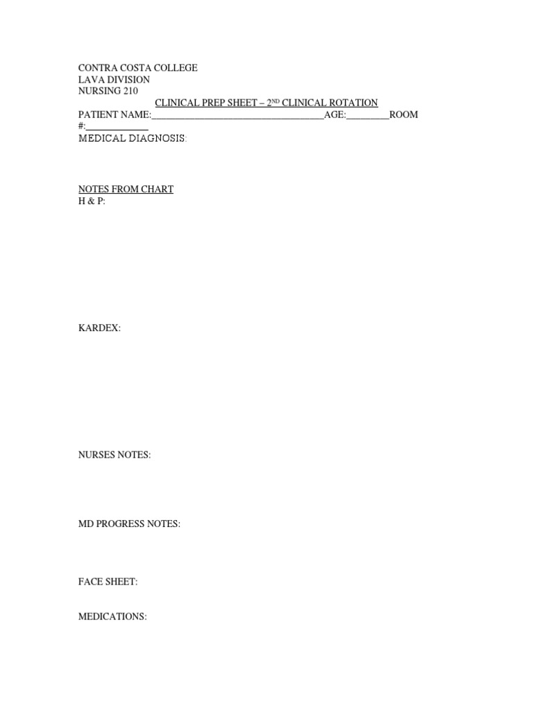 Clin Prep Sheet | PDF